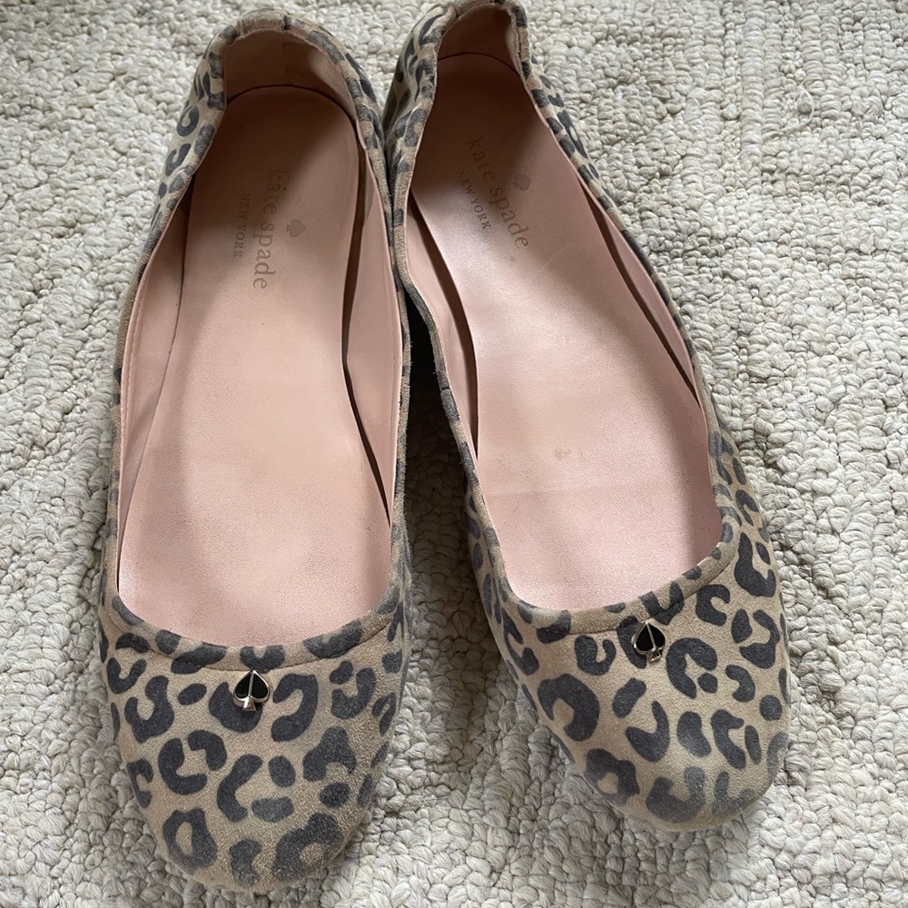 kate spade Leopard-Print Ballet Flats in Tan and Black with Pink Insole